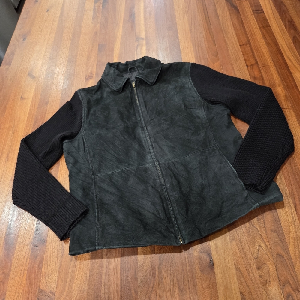 Vintage Fabio Suede Jacket With Seeater Type Sleeves, Pockets Size XL Runs Small